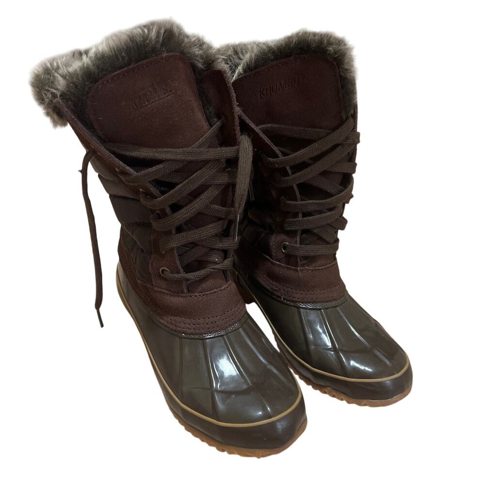 Khombu Nordic Brown Waterproof Faux Fur Snow Winter Boots Women's 7